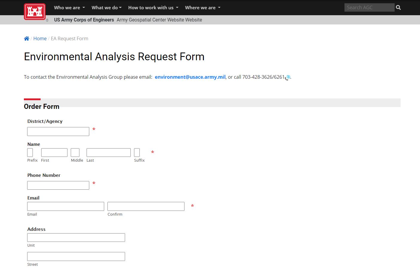 Environmental Analysis Request Form